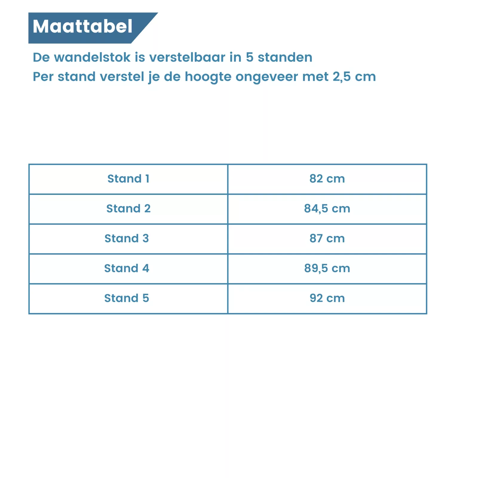 maattabel herfstgoud wandelstok