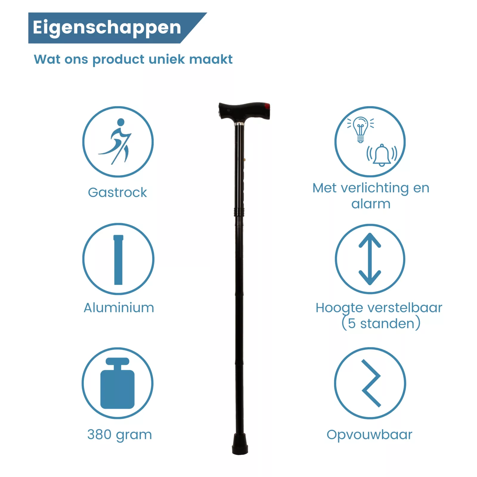 inklapbare wandelstok eigenschappen
