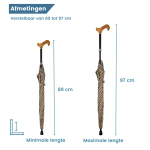 afmetingen paraplu met wandelstok