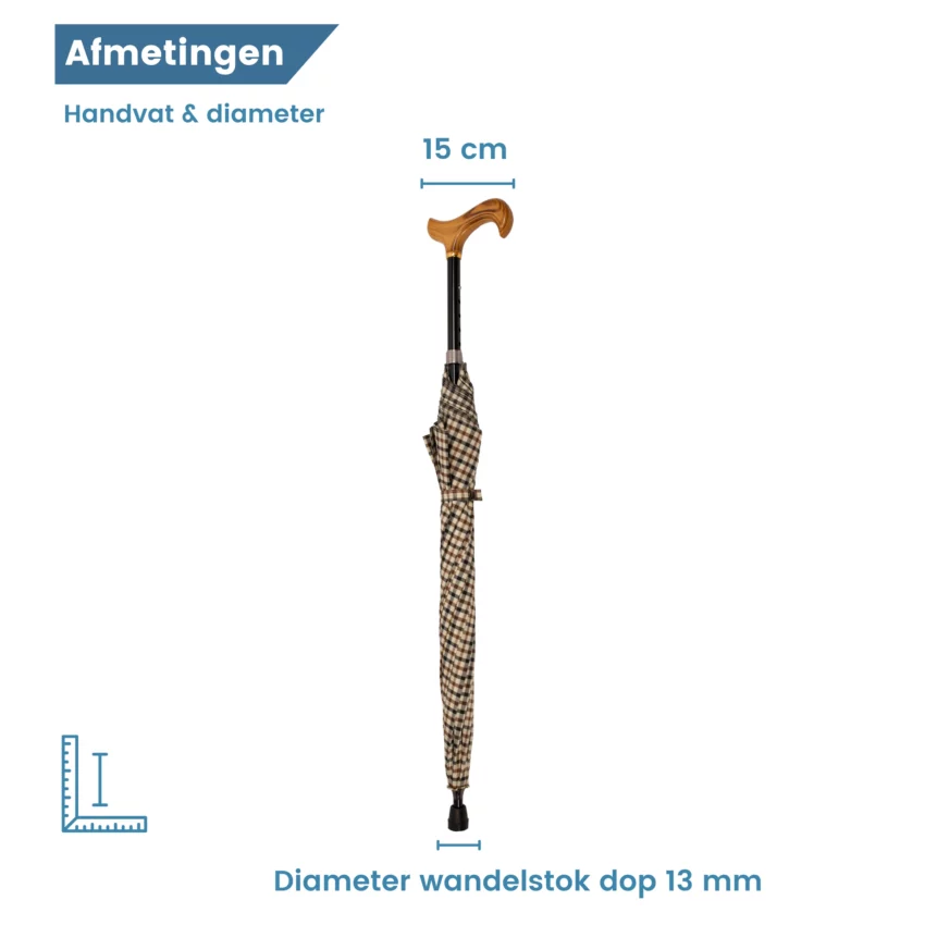 verstelbare wandelstok paraplu in het beige diameter