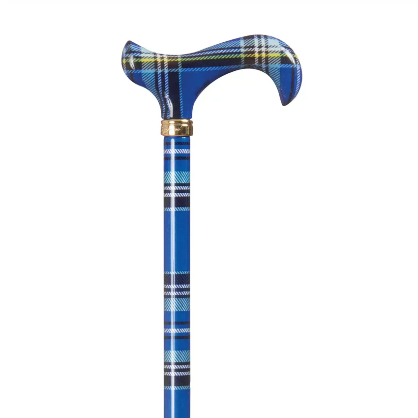 wandelstok uitschuifbaar blauwe tartan