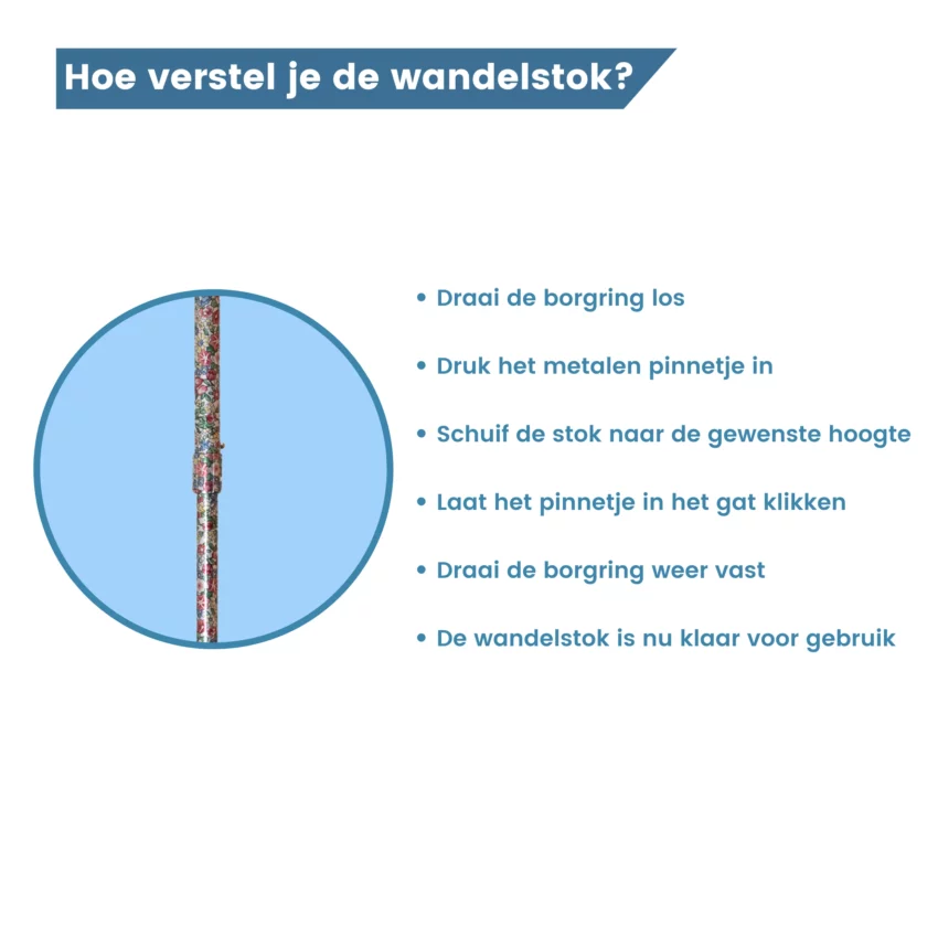 hoe verstel je deze uitschuifbare wandelstok?