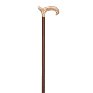 wandelstok bruin met blond handvat van acryl