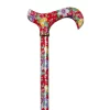 Classic Canes Verstelbare wandelstok – Rood – Bloemen – Tea Party