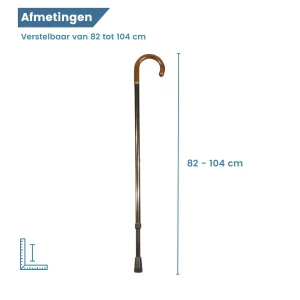 verstelbare xl wandelstok met rond handvat afmetingen