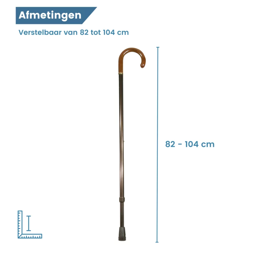 verstelbare xl wandelstok met rond handvat afmetingen