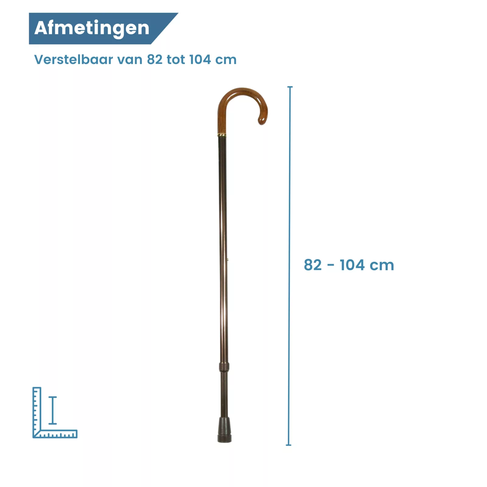 verstelbare xl wandelstok met rond handvat afmetingen