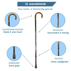 wandelstok verstelbaar xl rond met handvat