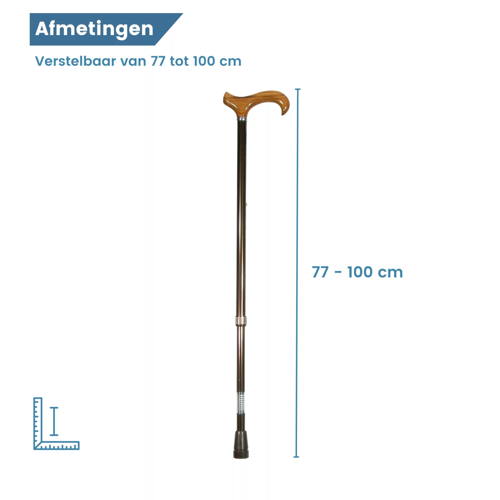 afmetingen verstelbare wandelstok xl