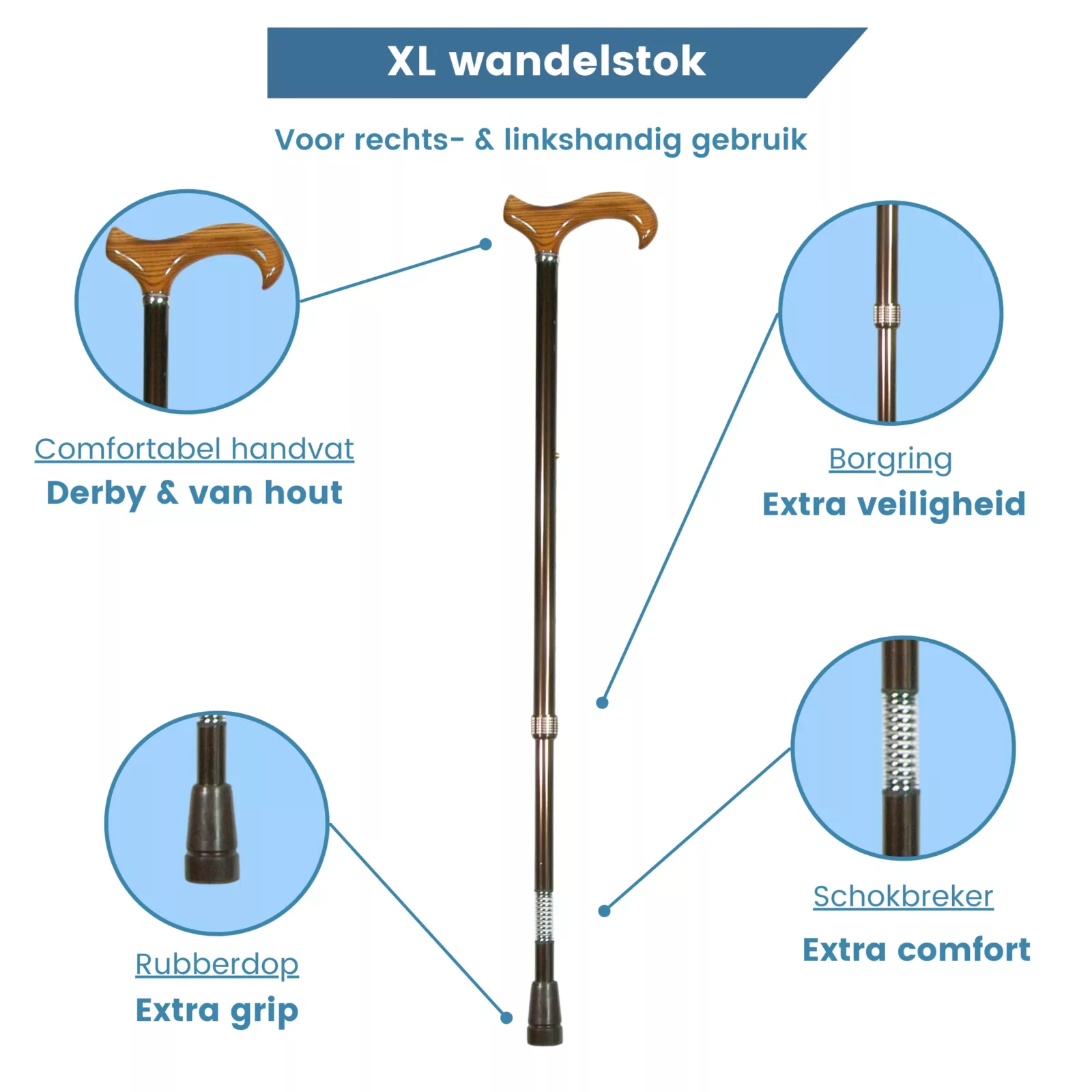 verstelbare wandelstok xl