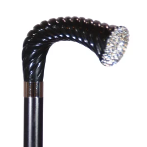 bijzondere wandelstok in zwart met swarovski kristallen
