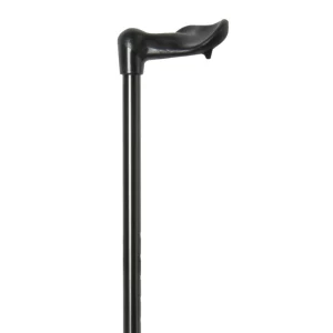 ergonomische wandelstok zwart met schokdemper rechts handvat