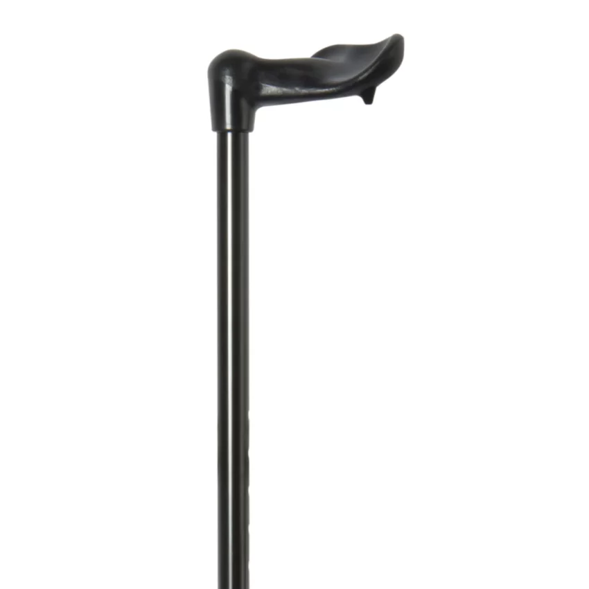 ergonomische wandelstok zwart met schokdemper rechts handvat